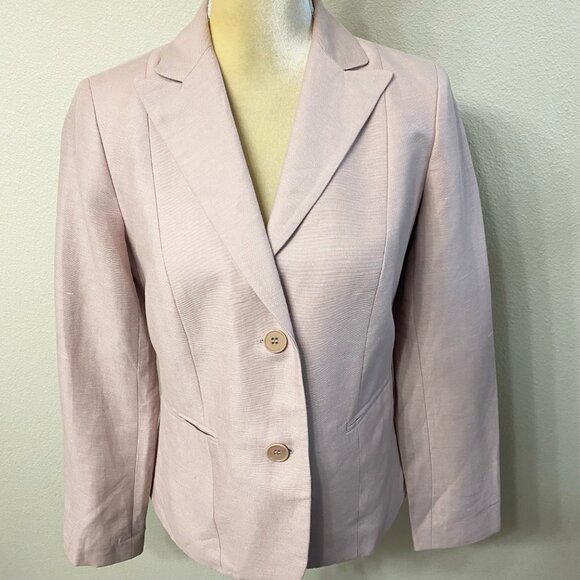 Talbots Linen Blend Pink Double Button Blazer - Picture 4 of 11